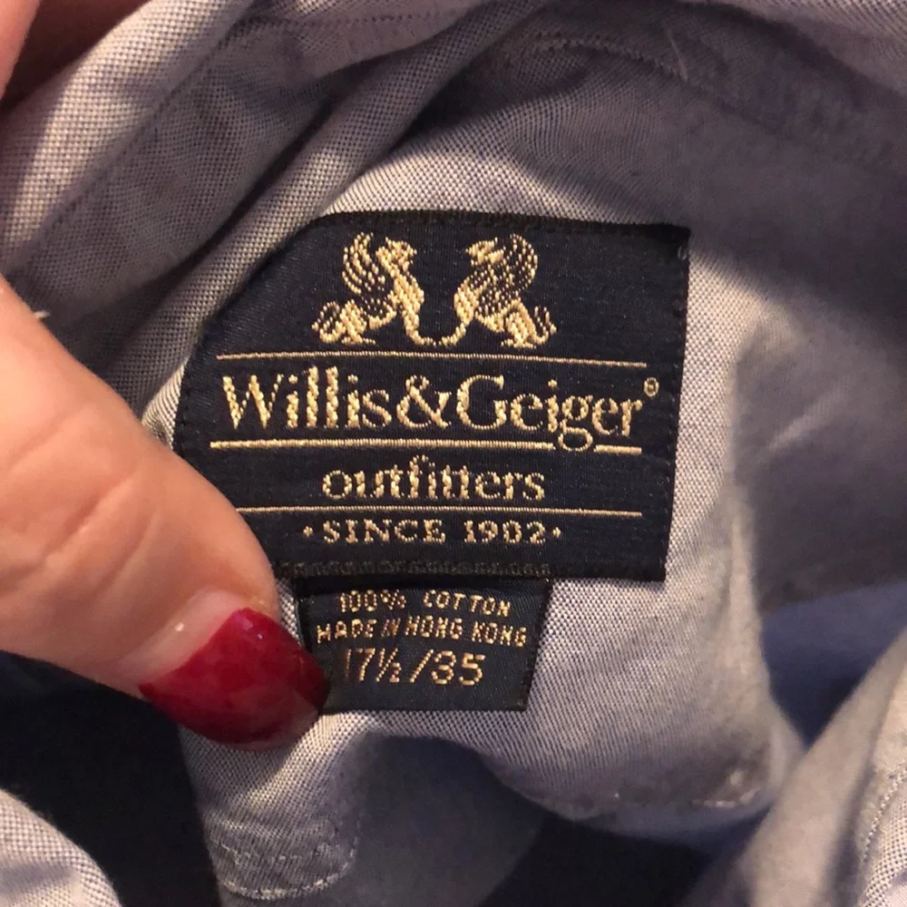Willis & Geiger Outfitters Blue ButtonSown Mens Size 17.5”, 35 - Picture 7 of 15